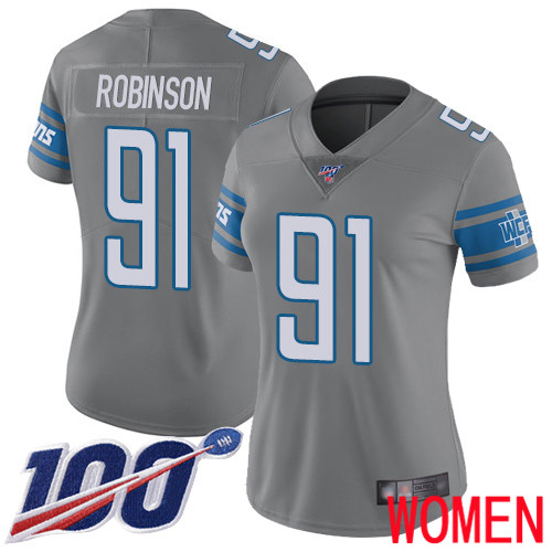Detroit Lions Limited Steel Women Ahawn Robinson Jersey NFL Football 91 100th Season Rush Vapor Untouchable